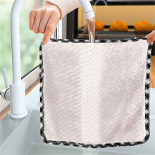 Hanging Coral Velvet Hand Towels, 25x25cm, Pinkish-White, 3pcs – Strong Absorption, Dishcloths & Scouring Pads, Compatible with Kitchen Use