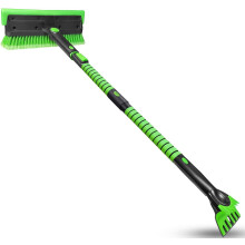 56" Extendable Snow Brush & Ice Scraper for SUV/Car, Heavy Duty with Foam Grip – Green, Compatible with Most Vehicles