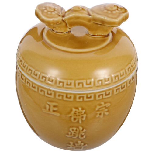 Ceramic Stewing Pot Light Yellow Slow Stewing Restaurant Use Serving Food 1Pack