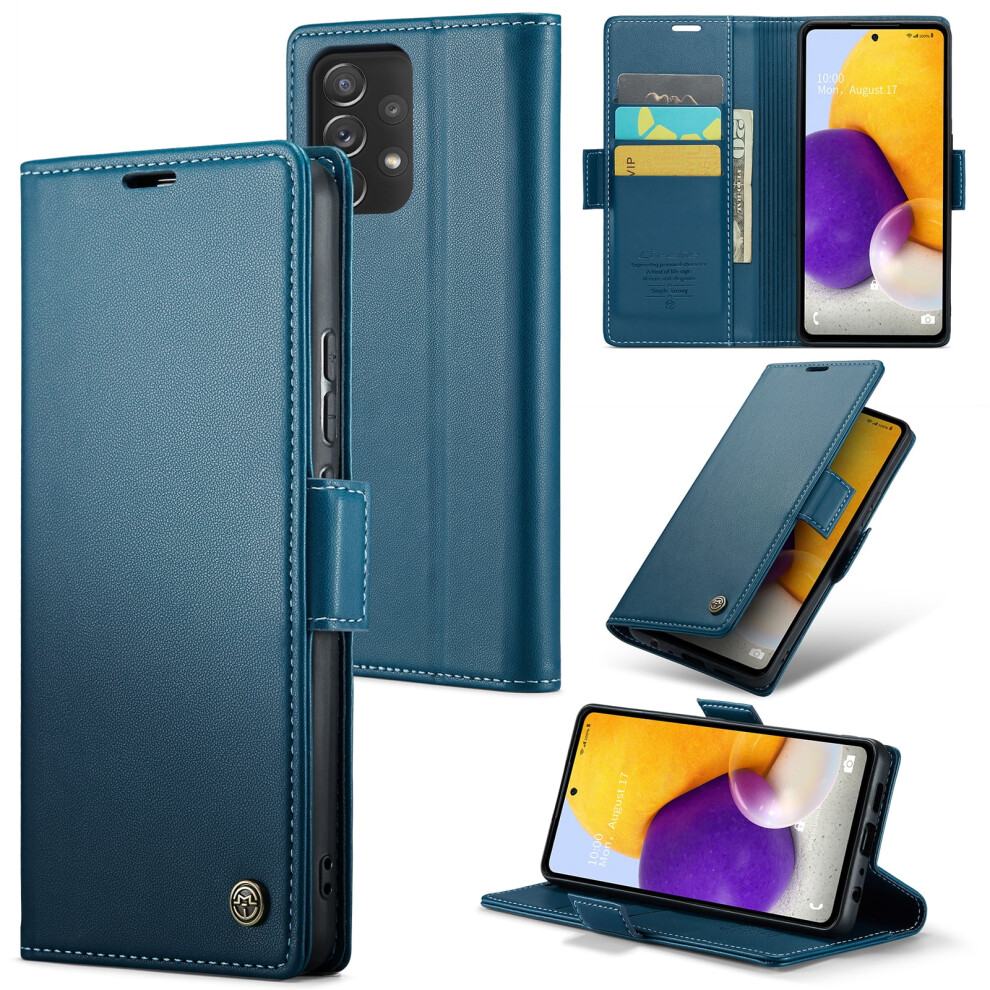 Caseme Leather Wallet Case For Samsung Galaxy A72 – Rfid Blocking, Magnetic Clasp, Kickstand, Blue 9353595711426
