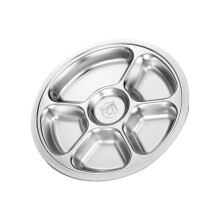 Stainless Steel Divided Round Tray 28cm For Family Dinners Outdoor Event Microwave Safe Partition Serving Plate