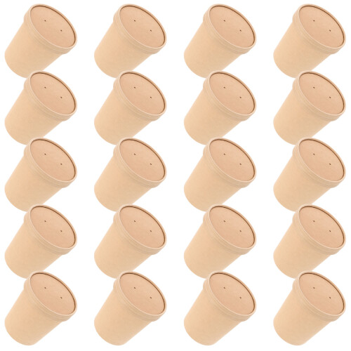 40Pièces Bols En Kraft Naturel Jetables Avec Couvercle 1