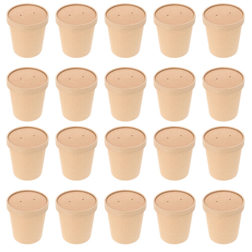 40Pièces Bols En Kraft Naturel Jetables Avec Couvercle 2