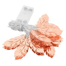 Rose Gold Feather Leaves LED Lighting, Vintage Geometric String Lights With Soft Glows, Perfect For Wedding, Party Decorations (10LED Lamps,