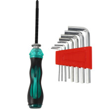 Silver Lengthened Wrenches, Portable Storage Bag Two-way Screwdriver for Guitar Essential Repair Tool Kit, L Type Double End Hex Key Set for Electric