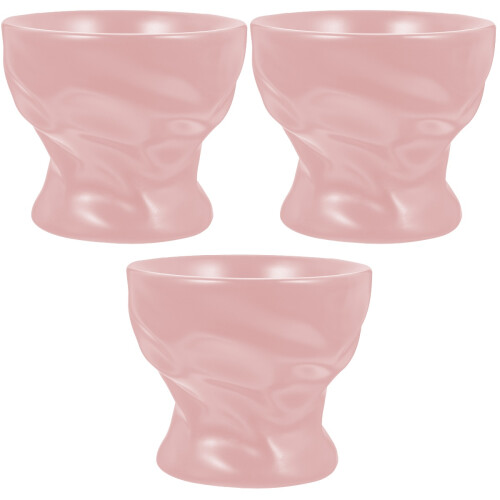3Pcs Pink Ceramic Dessert and Salad Bowls Decorative 1