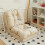 Convertible Foldable Lounger Sofa Bed - Beige Water-Resistant Lazy Chair Sleeper 1