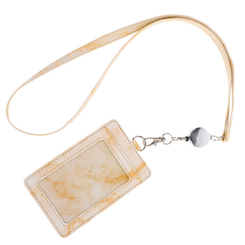 4Sets Beige Work Id Badge Holder with Detachable Lanyard for Office 2