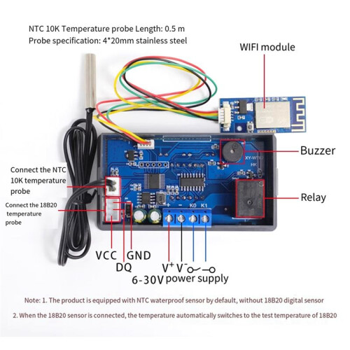 XY-WT02 Remote WIFI Temperature Controller High Precision Temperature Module Cooling Heating APP Temperature Collector,A 1