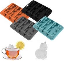 Tráidire Ciúb Oighir, Tráidire Ciúb Oighir Silicone, Cruth Cat, Silicone, Foirfe le haghaidh Dáta Vailintín, Tae Tráthnóna, Deochanna