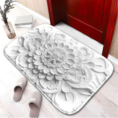 3D Flower71Αντιολισθητικό χαλί μπάνιου από αφρό μνήμης: Απορροφητικό, στεγνώνει