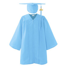 Shiny Child Graduation Cap Gown Set Sky Blue for Ages 9-10