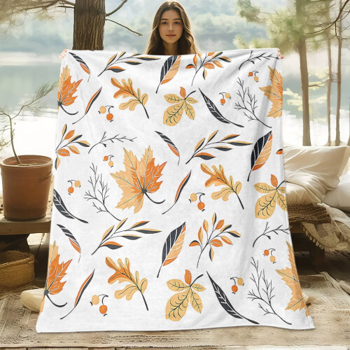 Κουβέρτα Φανέλας Autumn Leaf, 100% Βαμβάκι, Μαλακή & Αναπνέουσα, Δροσερή Κουβέρτα Όλες
