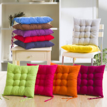 Effenkleurig antislip stoelkussen - 40x40 cm ademend polyester zitkussen met bevestigingskoord, antislip vierkant kussen voor thuis, kantoor, auto,