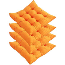 Conjunto de 4 almofadas de conforto macias com tiras, almofadas quadradas antiderrapantes para cadeiras de jantar, pátio e sala de estar (laranja)