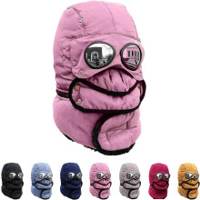Thermomütze mit Brille, abnehmbare, fleecegefütterte Windmaske für Skifahren, Wandern und andere Outdoor-Aktivitäten bei kaltem Wetter