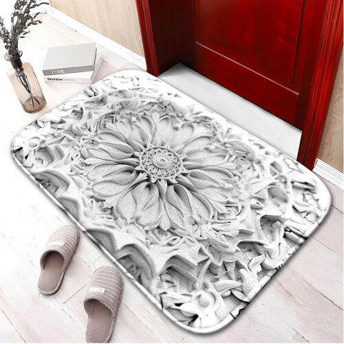 3D Flower67Αντιολισθητικό χαλί μπάνιου με αφρό μνήμης: Απορροφητικό, στεγνώνει