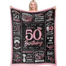Hauska 70-vuotissyntymäpäiväpeitto naisille – 75x102 cm, syntymäpäivälahja ja -koriste, yhteensopiva kaikenikäisten kanssa