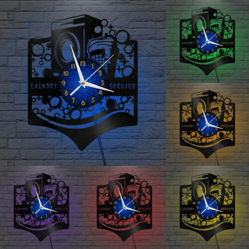 Relógio de parede em vinil de 12 polegadas – Silencioso, decoração criativa para sala de estar/quarto – Retroiluminação LED, presente
