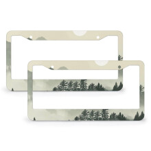 Foggy Forest License Plate Frame 2 Pack Rustic Aluminum