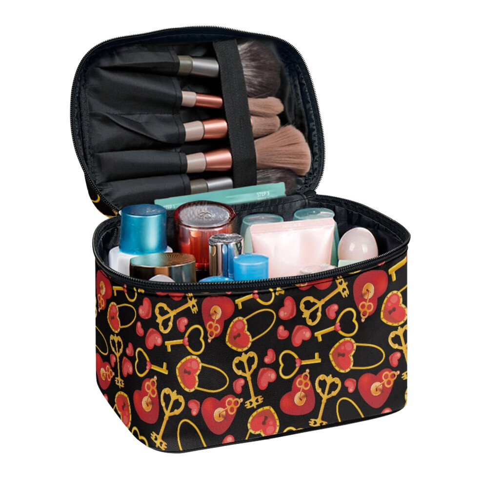 Heart and Key Travel Makeup Bag Polyester Large Capacity