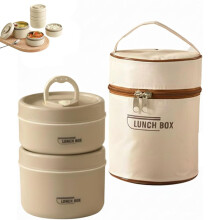 Conjunto de 2 recipientes térmicos portáteis em aço inoxidável para almoço, próprios para micro-ondas, empilháveis, para