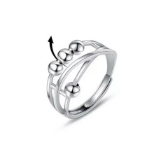 Anello antistress regolabile in argento 925 per donne, ideale per alleviare irrequietezza, preoccupazione e meditazione - #4