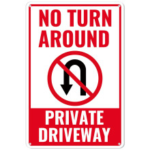 Letrero de entrada para vehículos "Prohibido dar la vuelta", 30 x 20 cm, aluminio, inoxidable y resistente a la decoloración, para uso