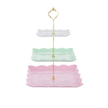 Présentoir à cupcakes, présentoirs à desserts, plateau de service à 3 étages, tour à desserts 3 niveaux 35,5 x 30,5 x 25,5 cm pour fêtes,