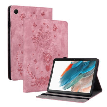 Hoesje van PU-leer met vlinder- en rozenreliëf voor Samsung Galaxy Tab A9+/A9Plus 11", magnetische sluiting, verstelbare standaard, stylushouder,