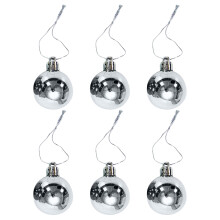 6 globuri de Crăciun rezistente la spargere, de 8,9 cm – argintii, rezistente la UV/apă, pentru interior/exterior, compatibile cu cârligele