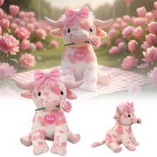 Adorable peluche vache rose des Highlands, 35 cm, grande peluche toute douce, cadeau idéal pour la Saint-Valentin, un anniversaire ou le Nouvel An.