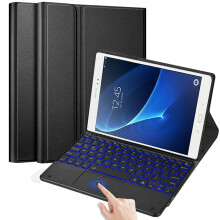 Verlichte touchpad-toetsenbordhoes compatibel met Galaxy Tab A10.1 2016 (SM-T580/T585), PU-lederen standaardhoes met magnetisch Bluetooth-toetsenbord