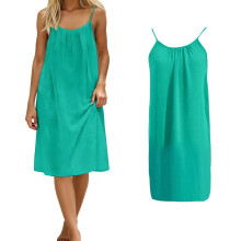 Ärmellose Sommerkleider für Damen, rückenfreie Cami-Kleider, mittellange Spaghettiträgerkleider, fließende grüne Kleider, Strandkleider für