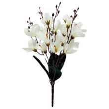 Tige de magnolia artificiel blanc de 45 cm (18 po), fleur artificielle pour bouquet de mariée, centre de table, décoration intérieure –