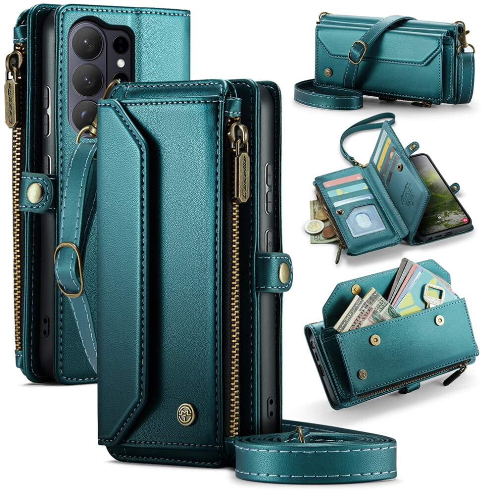 Caseme Leather Wallet Case For Compatible With Samsung Galaxy S26ultra Â Rfid Blocking, 10-Card Holder, Zipper Bills Slot, Magnetic Strap 9482726197539