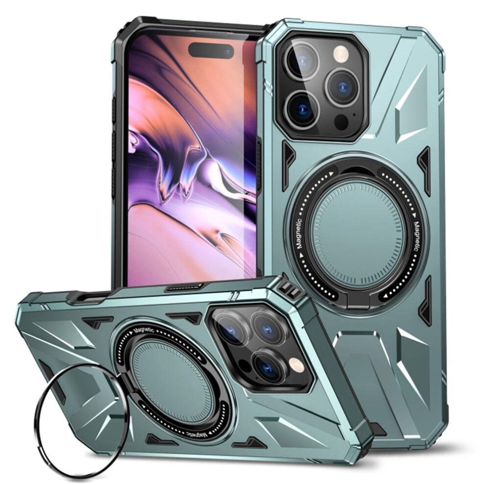 Iphone 16 Pro 6.3" Case With 360 Spin Magnetic Stand, Magsafe Compatible, Mil-Std-810G Shockproof, Green 9482726197478