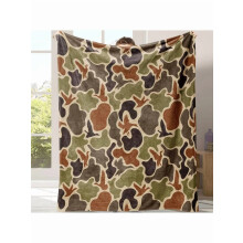 Blødt og plysagtigt fleece-tæppe med camouflage-andeprint - Hyggeligt og varmt efterårs-/vinterdekorationssengetøj til hjemmet