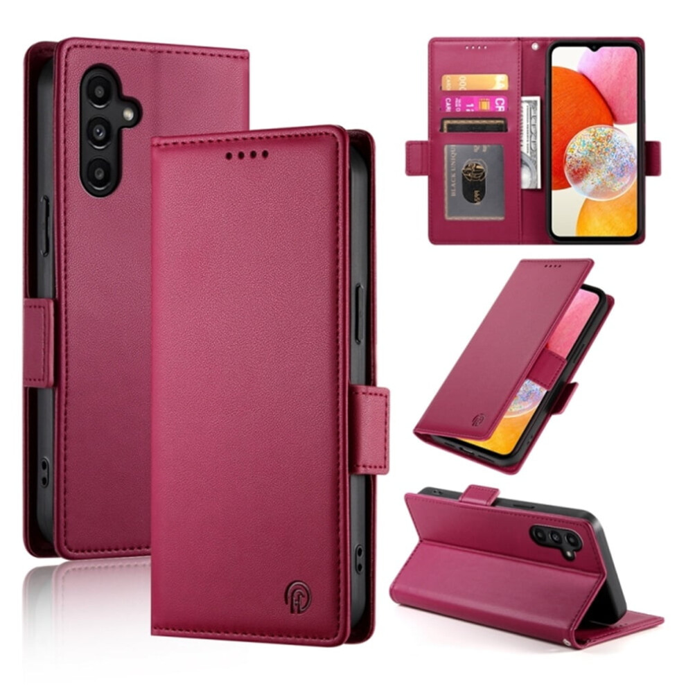 Samsung Galaxy A34 5G Wallet Case Â Pu Leather Flip Cover With Magnetic Closure & Card Holder, Wine Red 9482726199496