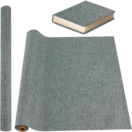 Tecido de poliéster cinza para encadernação, 39,4 x 16,9 polegadas (100 x 43 cm), com verso em papel, ideal para capas de livros, scrapbooking e