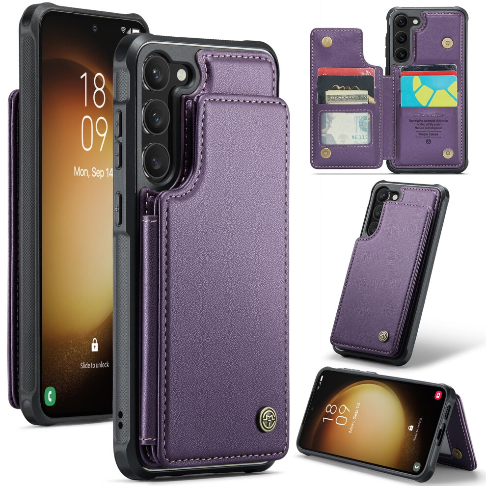 Caseme Leather Wallet Case For Compatible With Samsung Galaxy S23+, Rfid Blocking, Magnetic Clasp, Kickstand, Shockproof 9327961799776