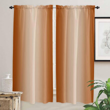 Burnt Orange Ombre Curtains Rod Pocket 2 Panels 52"W x 84"L