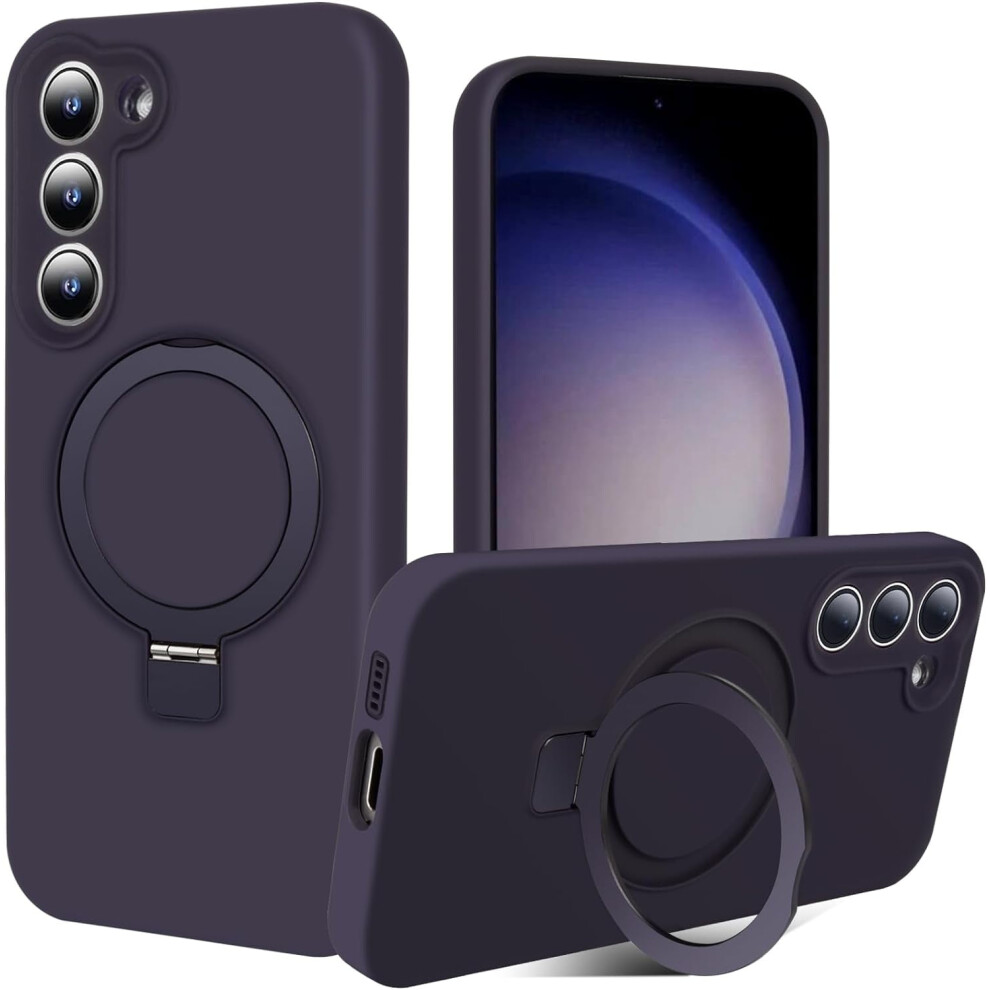 Magnetic Invisible Stand Phone Case For Samsung Galaxy S23 6.1", Magsafe-Compatible, Silicone, Military-Grade Camera Protection, Purple 9327961802384
