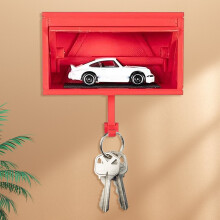 1PCS Key Holder for Wall, 3D Car Garage Key Holder Wall Mount, Small Toy Car Garage with Opening Door, Easy Installation Key Rack for Entryway (Red)