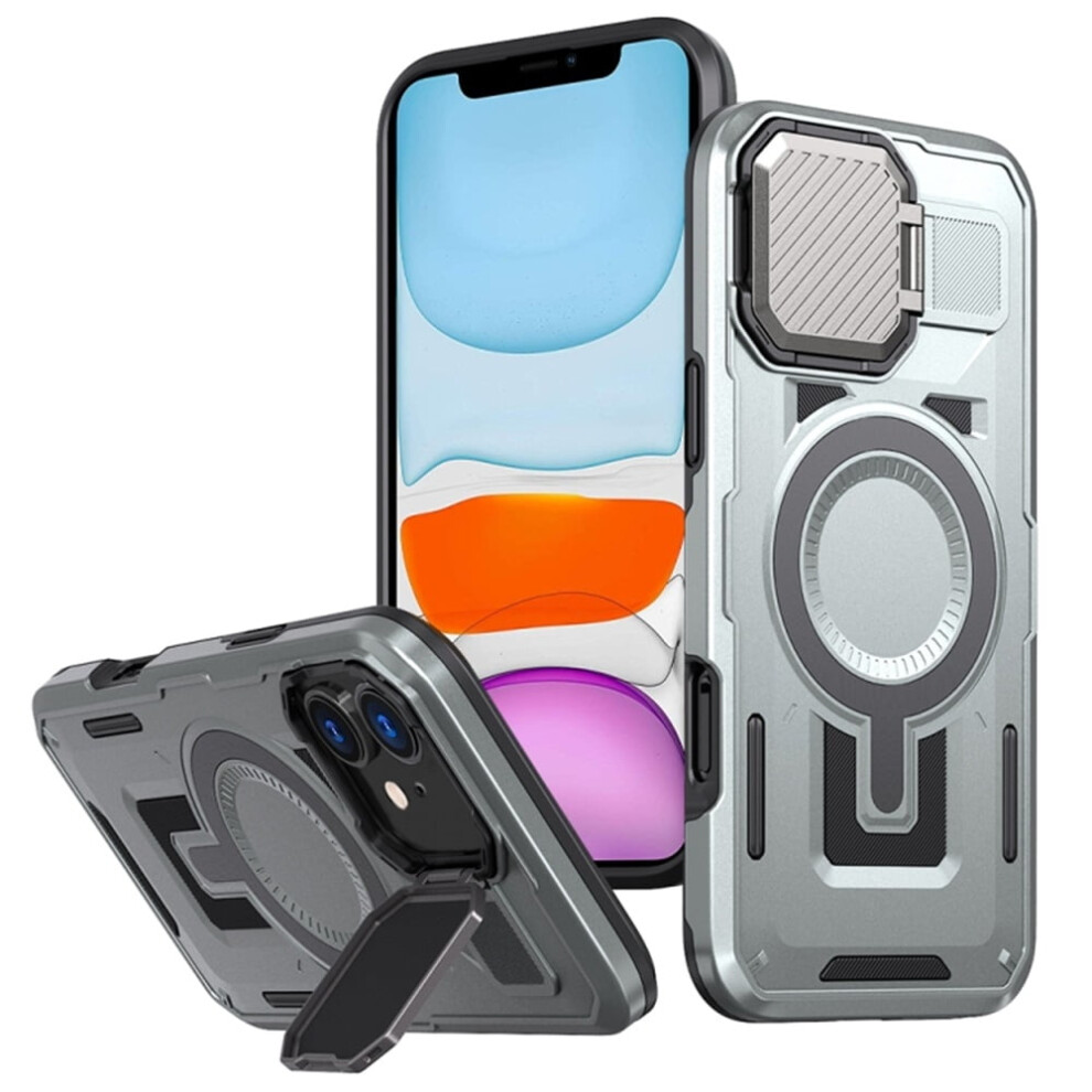 Rugged Magsafe Case For Iphone 11 (6.1") – Military-Grade Protection, Adjustable Metal Camera Cover, Grey 9327961801677