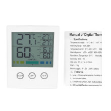 Electronic Indoor Thermometer Hygrometer, Night Light Compact Design Touchscreen Digital Display with Temperature Humidity Sensor, Versatile Design