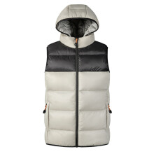 Men's Casual Loose Colorblock Cotton-padded Warm Vest - Reversible with Detachable Hood, Beige, Size XL
