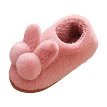 Pantoufles d'hiver Willtoo pour femme, pantoufles à oreilles de lapin en fourrure douce et confortable, rose vif