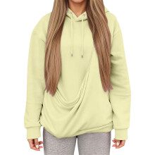 Damen-Hoodie mit Hunde- und Katzenmotiv, Kängurutasche, ideal für die Tierpflege, Winterkleidung, Größen 3XL und XXL, Hellgelb