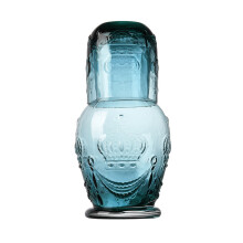 Carafe à eau vintage en verre, matériaux de qualité pour une longue durée de vie, design ergonomique avec verre assorti, carafe de chevet pour